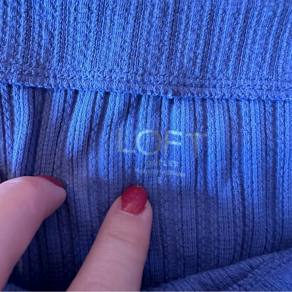 Loft Ribbed Long Sleeve Top In Periwinkle - Picture 4 of 6